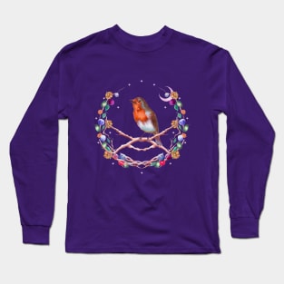 Robin Song and Berry Wreath Long Sleeve T-Shirt